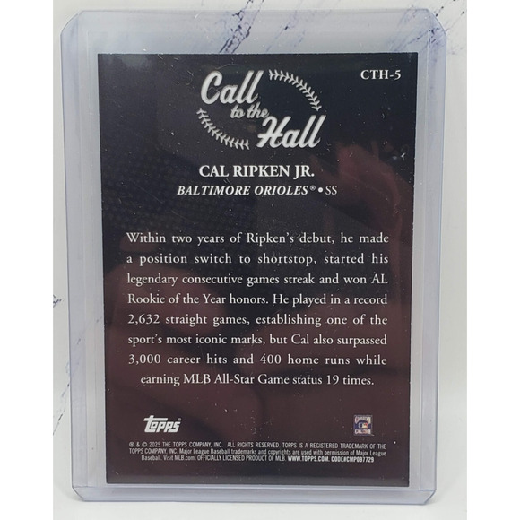 2025 Topps Call to the Hall Cal Ripken Jr. Baltimore Orioles #CTH-5 - Picture 2 of 4